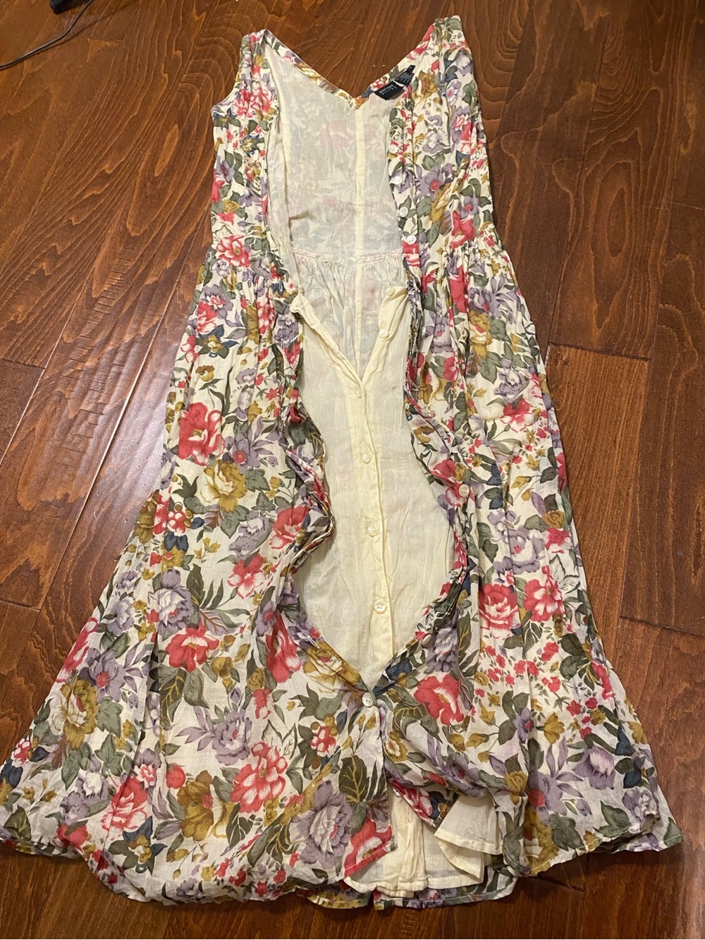 Boutique Europa Floral Cotton Maxi Dress Size 4 Cottagecore Boho Summer - Picture 2 of 7